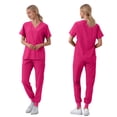 thumbnail image 5 of Minjewel Women's Round Neck Short Sleeve Scrubs for Women Set with Pockets, Lightweight & Professional Uniform for Nurses & Caregivers,Hot Pink L, 5 of 5
