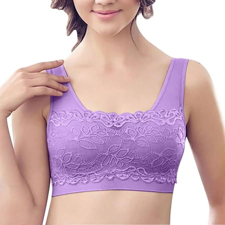 Juslio Minimizer Bras for Women Full Coverage Athletic Lace Comfortable Solid Yoga Bra
