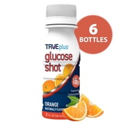 TRUEplus Glucose Shots, 15g Fast-Acting Carbohydrates, Orange Flavor, 6 Pack