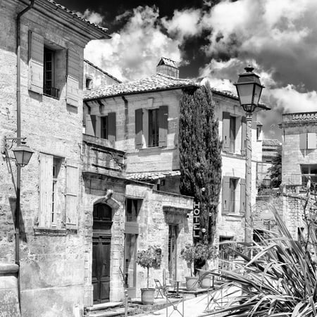 France Provence Square Collection - Provencal City B&W Print Wall Art By Philippe