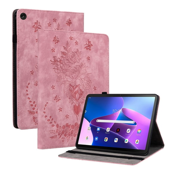 Tablet Case for FLOODKING Lenovo Tab M10 10.1 Gen3 with Built-in Stylus Holder, Adjustable Stand, Rose Design