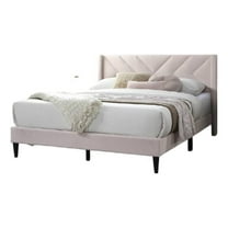 Reno Queen Size Bed- Modern X Channel Tufted Pink Velvet Upholstery