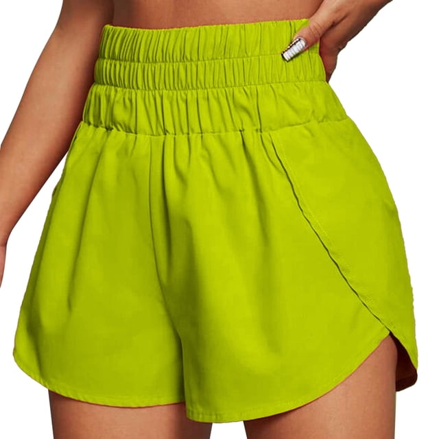 Pantalones cortos deportivos para mujer, pantalones cortos de entrenamiento elásticos informales sueltos de cintura alta para primavera y verano