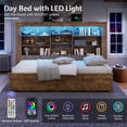 thumbnail image 5 of amerlife Twin Daybed with Bookcase Headboard, USB-C Charging, RGB Lights & 3 Drawers, No Box Spring Needed, Platform Bed Frame for Teens, Dorms, Guest Room,Rustic Oak, 5 of 9