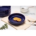 Ceramic Pasta Bowls Set of 4, Wide & Shallow, Cobalt Blue Stoneware ...