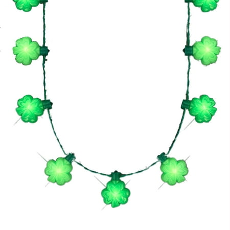 Light Up Flashing Huge Lucky Shamrocks Charms Necklace for St. Patrick’s Day