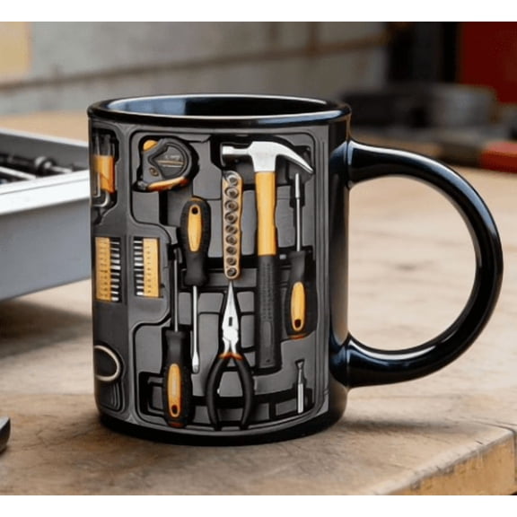The Ultimate Mechanic's Toolbox Mug, 11oz Ceramic Mechanic Toolbox Coffee Cup for Birthday Thanksgiving Anniversary, Tool Box Tea Mug Funny Gift for Husband Dad
