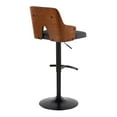 thumbnail image 4 of Stella Contemporary Adjustable Barstool Stool with Swivel in Black Metal, Walnut Wood and Charcoal Fabric with Rounded "T" Footrest by LumiSource - Set of 2, 4 of 4