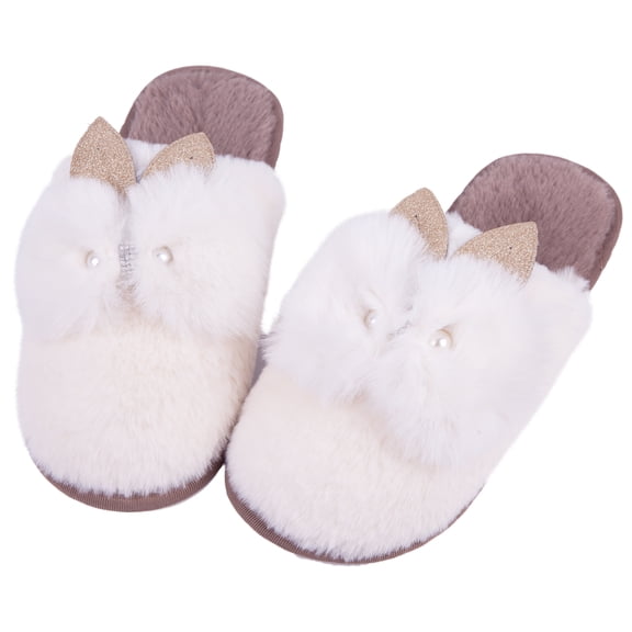 Women's Cute Bunny Ear Rhinestone Plush Slippers No Skid Versatile Cotton Shoes For Autumn And Winter Use At Home Indoor Outdoor