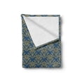 thumbnail image 2 of Damask Soft Flannel Fleece Blanket, Italian European Traditional Repeated Scrolled Designed Yellow Golden Toned, Cozy Plush for Indoor and Outdoor Use, 50" x 70", Dark Sky Blue Khaki, by Ambesonne, 2 of 6