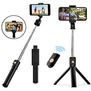 Selfie Stick Tripod, 27'6 inch Extendable Bluetooth Selfie Stick, with Detachable Wireless Remote, Lightweight