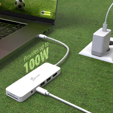 j5create - USB-C  Multi-Port Hub with Power Delivery - White
