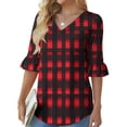 thumbnail image 4 of Plus Size 3/4 Sleeve Tops for Women Black Womens Summer Shirts Cotton Womens Thick Cotton T Shirts Loose Fit Plus Size Shirts, 4 of 7