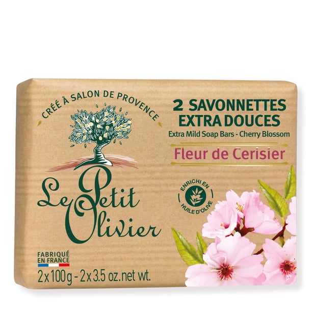 Jabón Le Petit Olivier Extra Suave en Flor de Cerezo, 2 unidades
