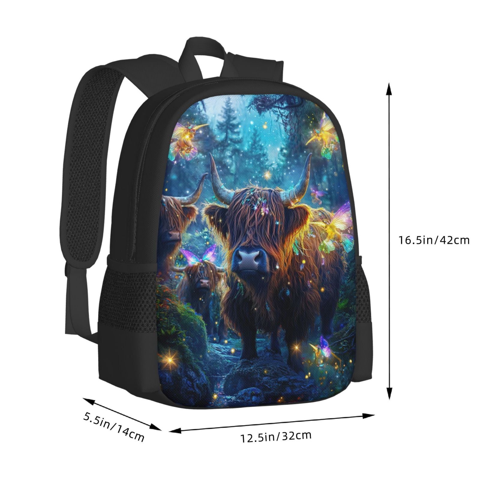 Highland Cow Backpack Lightweight Casual Backpacks Fashion Printed Daypack 16.5"