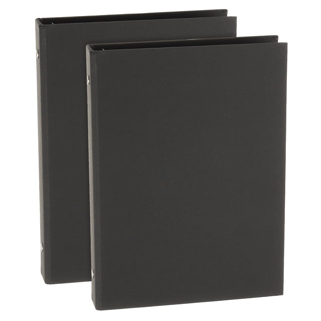 Uxcell A5 Binder Cover, 2 Pcs 6 Round Ring Binder Protector Kraft Paper Binder Shell Hardcover for Meeting Notebook Folder, Black