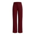 thumbnail image 6 of Women's Soft Fabric Yoga Pants with Pockets, Elastic Waist High Stretch Casual Fit, Solid Color Pants for Women, Workout Lounge Sports, Athletic Trousers | VerBelle,Wine L, 6 of 7