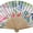 1pc Flamingo WHITE with pouch, variant on 1pc Hand Fan Flamingo Foldable 23cm 9inch Black Background Bamboo Rib and Slender Cotton Pouch