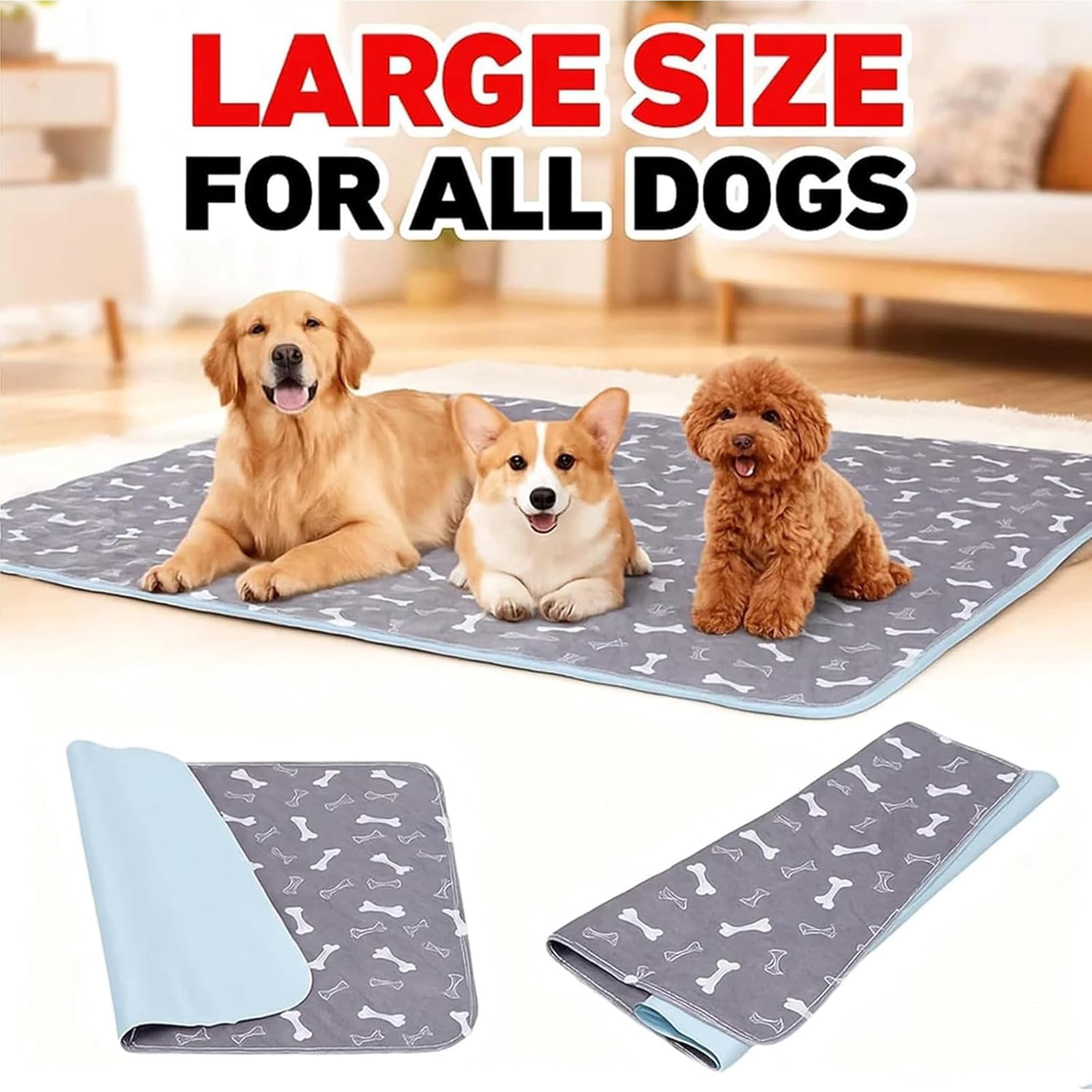 Washable Reusable Pheromone Dog Pee Pads Leak-Proof Non-Slip Chew Resistant Potty Training Mat for Puppies & Dogs (Gray XS: 12 &times; 12 in)