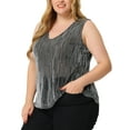 thumbnail image 4 of Agnes Orinda Women's Plus Size Tank Tops Sleeveless Glitter Gradient Sequin Party Tops 3X Silver, 4 of 4