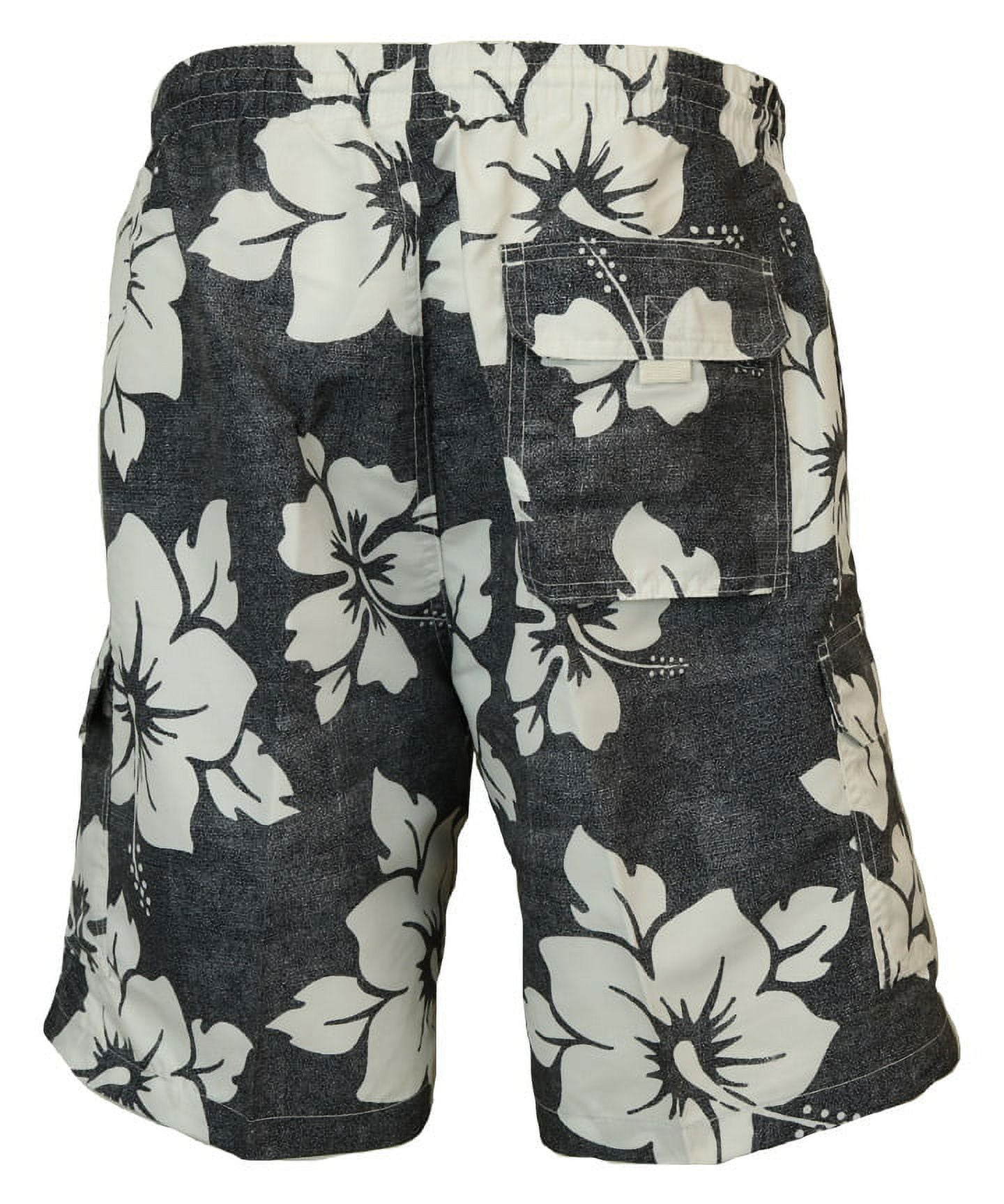 Surf Ave. Men's Surfer Swim Trunks No Grommets - Black Hibiscus - Medium