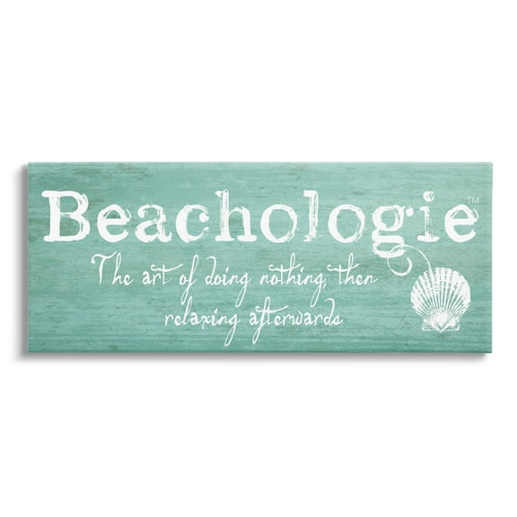 Stupell Industries Beachologie Weathered Sign Clever Grainy Shell Motif Graphic Art Gallery Wrapped Canvas Print Wall Art, Design by Graffitee Studios