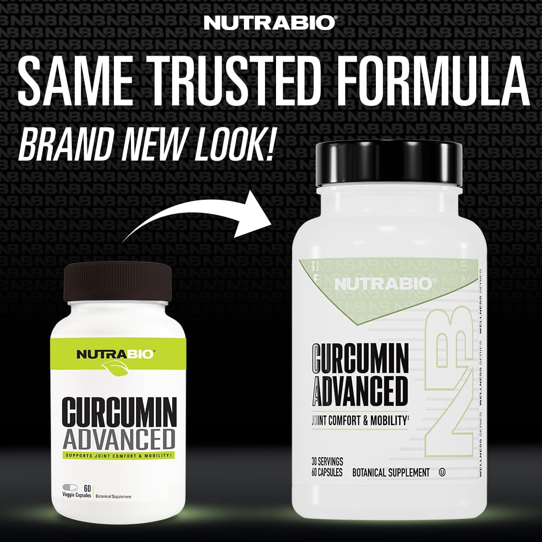 NutraBio Curcumin Advanced Digestion & Joint Support Complex with Bromelain and Ginger Root Extract, 60 Vegetable Capsules