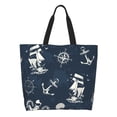 thumbnail image 1 of Balery Vintage Marine Bolsa Tote Estilo Estético con Cremalleras, Bolsa de Hombro, Bolsa de Compras Grande y Plegable, 1 of 8