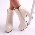 thumbnail image 5 of NOKIO Women's Chunky Platform Booties Women'S Statement Buckle Ankle Boots Fashion Women's Shoes Breathable High Heels Retro Zipper Short Boots Women'S Stylish Block Heel Ankle Boots, 5 of 9
