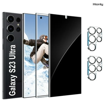 [2 2 Pack] Hionly for Samsung Galaxy S23 Ultra HD Privacy Screen Protector with Camera Lens Protector,Sensor Protection,Case Friendly Tempered Glass Film[9H Hardness] [Bubble Free] [Easy Install]