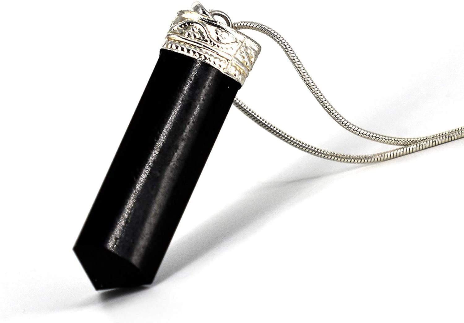 Black Tourmaline Necklace Unisex Wire Wrap 20mm Reiki Healing Crystal Protection 