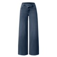 thumbnail image 4 of Women's High Waisted Wide Leg Jeans, Stretchy Denim Pants with Comfortable Baggy Fit, Fashion Casual Trouser for Everyday Wear and Versatile Outfit Combinations Navy M, 4 of 5