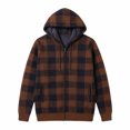 thumbnail image 3 of Ceisia Men Plaid Fleece Lined Hooded Jacket Buffalo Check Full Zip Drawstring Hood Side Pockets Warm Coat For Cold Weather Outdoor Casual Street Style Gift, 3 of 5