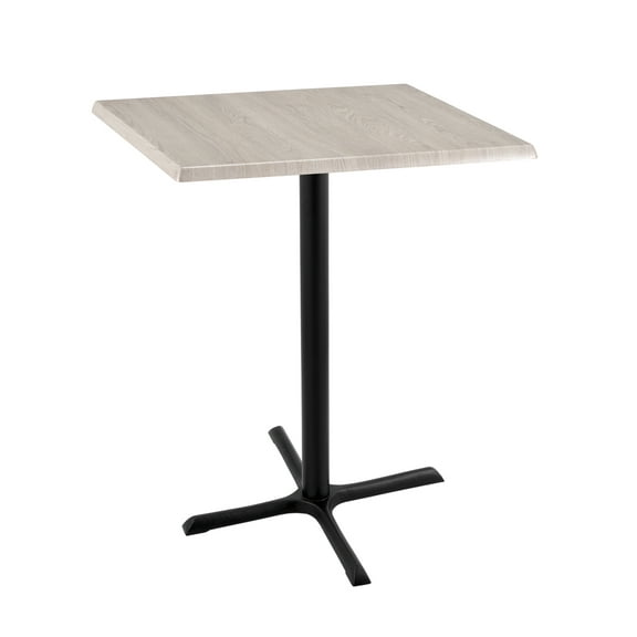 Indoor/Outdoor 42" Tall OD211 Black Table Base with 30" x 30" Foot and 30" x 30" Square Indoor/Outdoor White Ash Top by the Holland Bar Stool Co.