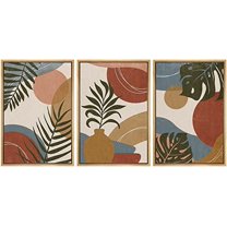 IDEA4WALL Framed Wall Art Print Set Geometric Tropical Jungle Plant Variety Nature Illustrations Modern Decorative Chic for Living Room, Bedroom, Office - 16"x24"x3 Natural