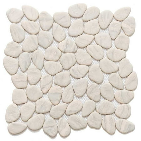 The Tile Life Recycled Cenote Pebble Crema 13x13 Glass Floor and Wall Tile, 4x4 Sample