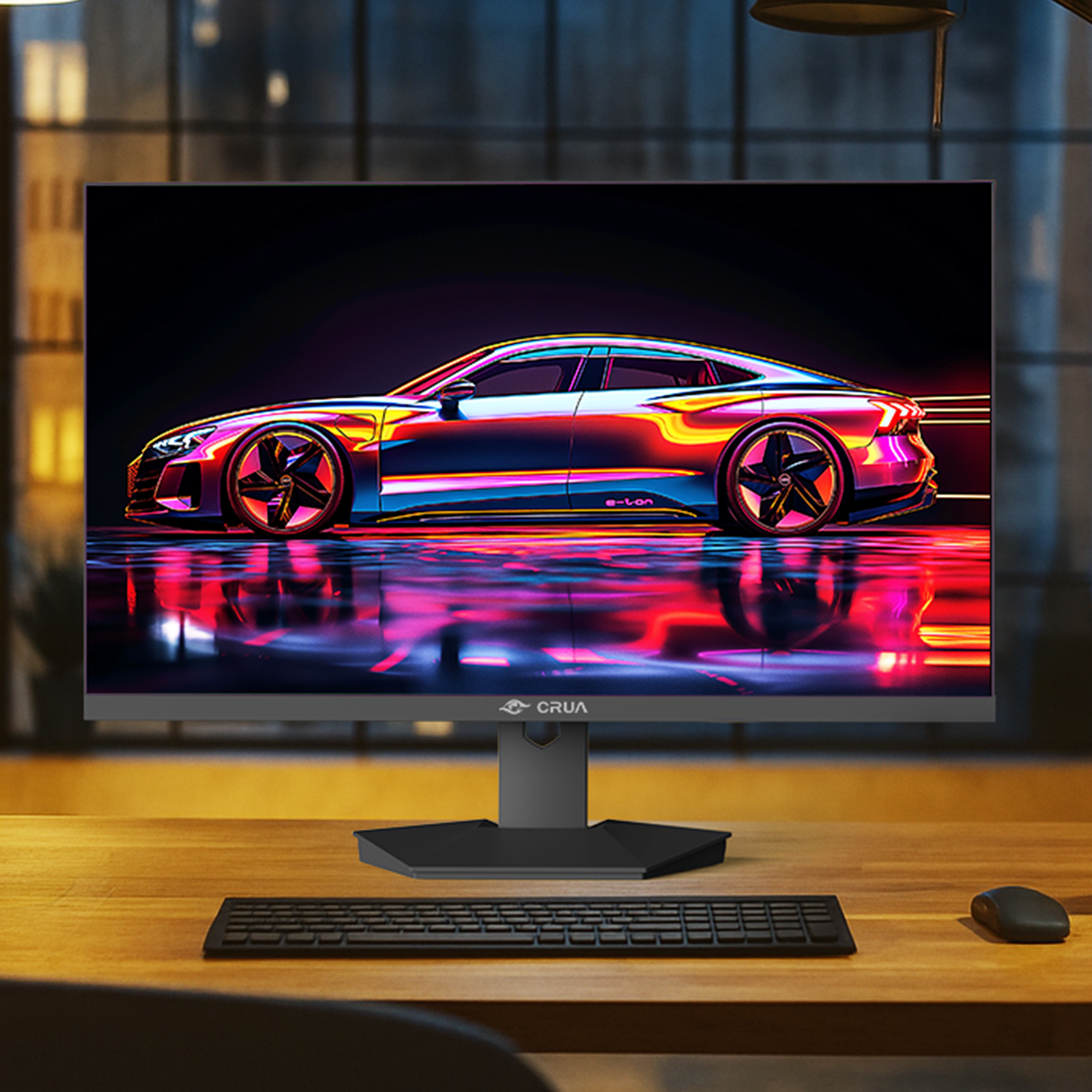 CRUA 27" 160Hz Gaming Monitor, IPS UHD(3840x2160P), 120% SRGB, Support FreeSync, Height adjustable, Lighting effects, Built-in Speakers, HDMI & DP, Black