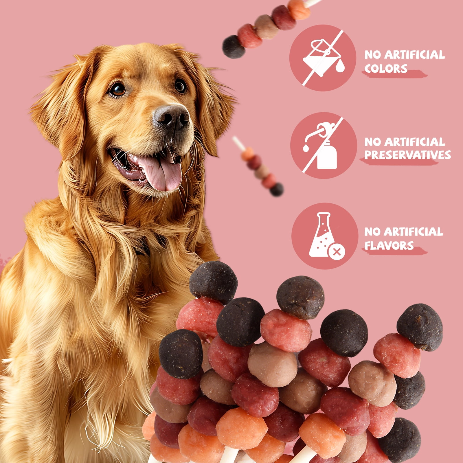 (2 pack) Pawmate Kabob Dog Treats, Chicken Beef Duck Rabbit and Salmon Dog Treats for Dogs, 10.6oz
