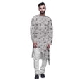 thumbnail image 1 of Atasi Designer Printed Summer Wear Long Kurta With White Pajama Set For Men, 1 of 3