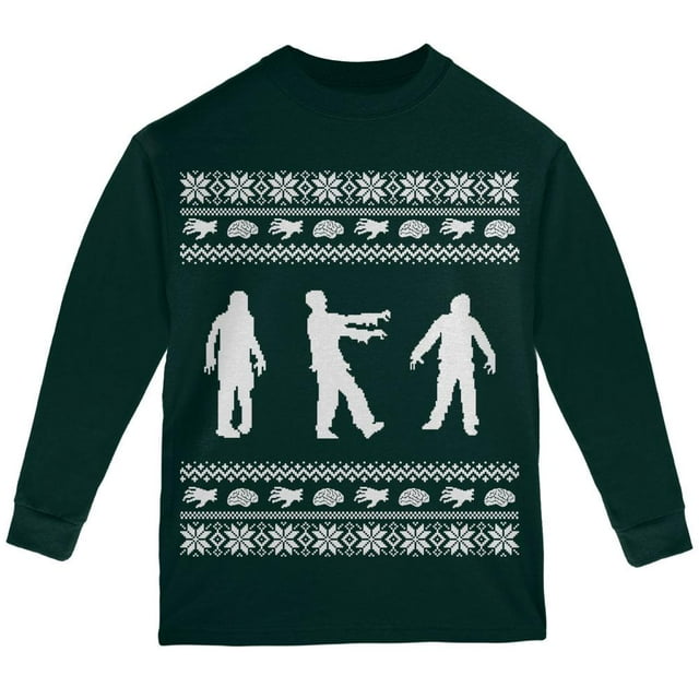 Chandail de Noël Zombie Laid Forêt Jeunesse T-Shirt à Manches Longues