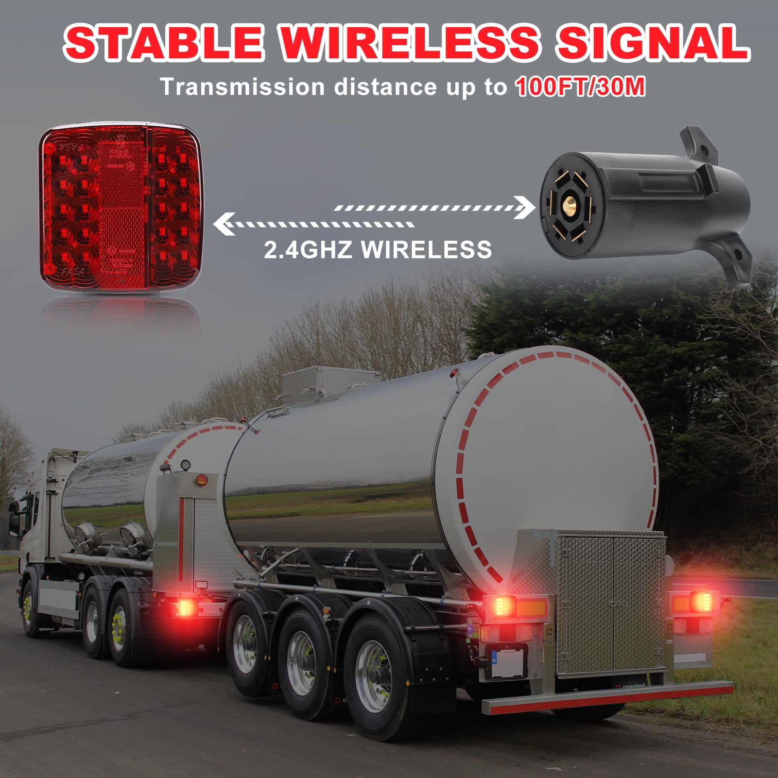 Wireless Trailer Lights, Magnetic Trailer Light For Towing, Portable Rechargeable LED Tow Lights Kit For Trucks, Boat, RV