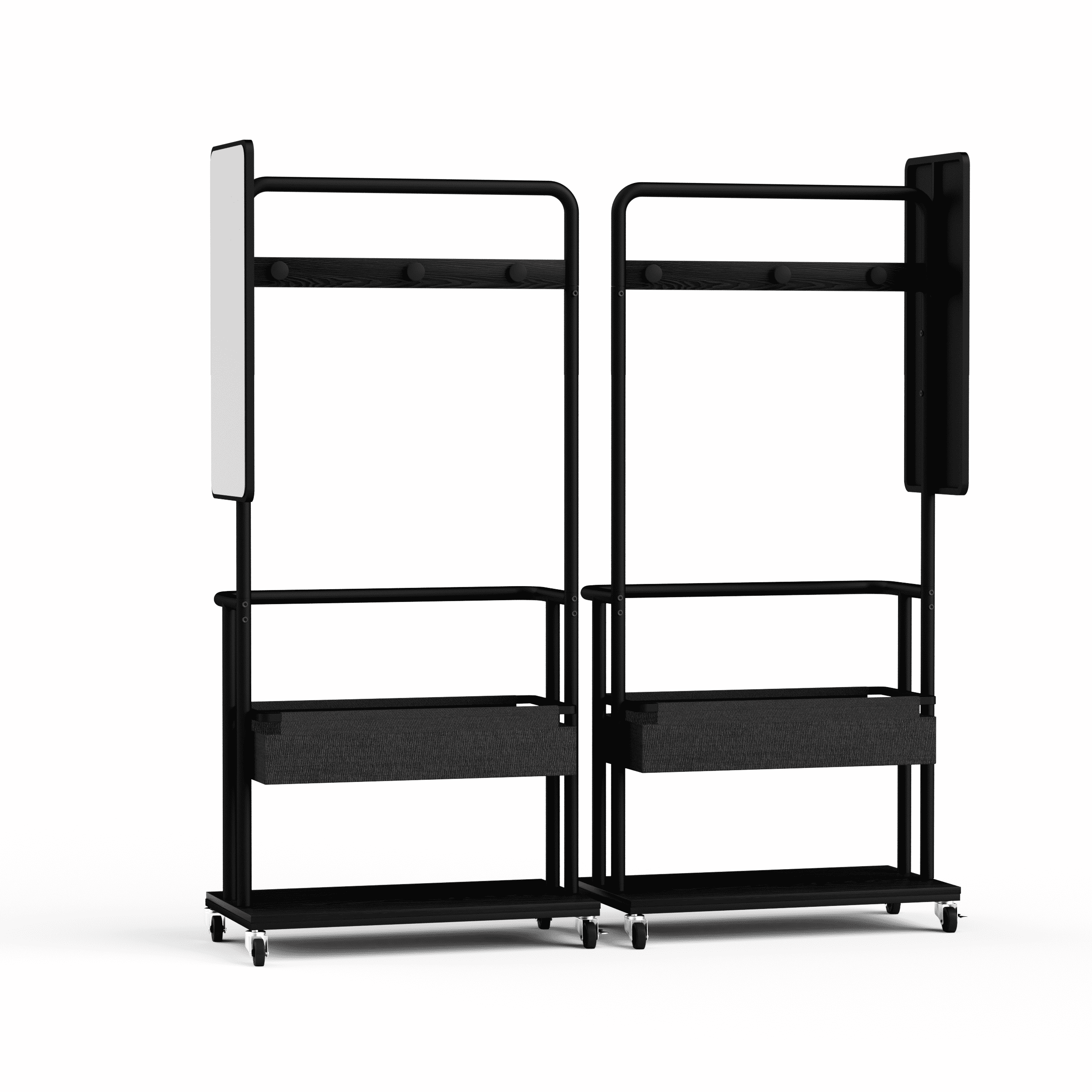 Garitin Coat Rack and Mobile Clothes Rack 67 Inch, Rolling Storage Stand with Casters and Full Length Mirror for Entryway Bedroom, Black