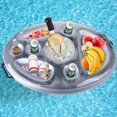 thumbnail image 1 of (Plata) Soporte inflable para bebidas, barra flotante, jugo, cerveza, bandeja para bebidas, ensalada de frutas, servidor de buffet, gran capacidad para piscina de verano al aire libre, playa, piscina,, 1 of 5