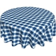 thumbnail image 1 of Round Tablecloth 60 Inch, Blue Jeans Gingham Tablecloth Round Spillproof Soil Resistant Tabletop Covers Decorative Table Cover for Dining, Party, Buffet, Wedding, 1 of 1
