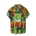 thumbnail image 2 of Camisas hawaianas con estampado 3D de rana para hombre, camisas holgadas de manga corta de gran tamaño, informales, para playa, con botones, ropa, 2 of 5