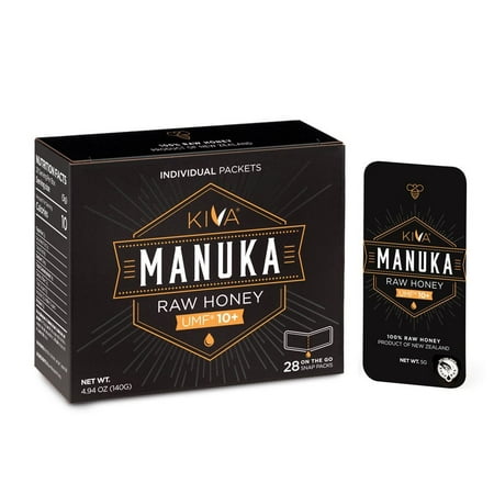 Kiva Certified UMF 10+, Raw Manuka Honey SNAP-PACKETS (28 Count)