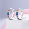 thumbnail image 5 of MULA Original 925 Sterling Silver Round Hoop Earrings Colorful Rainbow AAA CZ for Women Jewelry Gift, 5 of 5