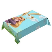 Tangled Rapunzel Princess Themed Square Tablecloth 54 * 72 Inches Durable Stylish