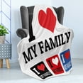 thumbnail image 4 of Family Soft Flannel Fleece Throw Blanket, Signs I Love My Family Emblems Stamp Colorful Retro Classic Composition, Cozy Plush for Indoor and Outdoor Use, 70" x 90", Multicolor, by Ambesonne, 4 of 5