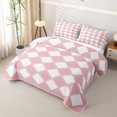 thumbnail image 3 of Erosebridal Gingham Buffalo Quilt Full for Girls, Pink Rhombus Abstract Full Bedspread Sets, 3 Pieces, 3 of 7